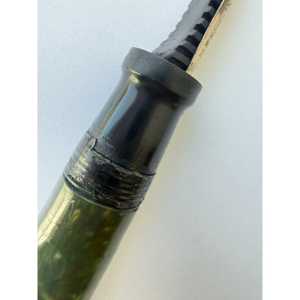 1920 Sheaffer Flat Top Full Sz 14k Nib Fountain Pen Jade Green Marbled White Dot